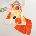 thumbnail image 7 of Summer Casual Clothes Girls Loungewear Flowy Pleated Tank Tops Shorts 2 Piece Cute Clothing Sets for Kids Orange, 9 Years, 7 of 7
