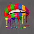 thumbnail image 3 of Wild Bobby, Colorful Painted Lip, Streetwear, Women Slim Fit Junior Tee, Dark Grey, X-Large, 3 of 5