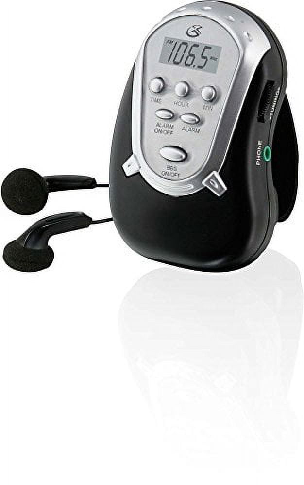 GPX R602B AM/FM Portable Clock Radio and iLive IAEV15R Vibes Earbuds with  Microphones 