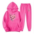 thumbnail image 2 of Feancey Deal of The Day Clearance Sweatsuit for Women Casual Heart Print Pullover Hoodies and Jogger Pants Matching Set Valentines Day Cute Tracksuit 2 Piece Outfits Hot Pink M, 2 of 6