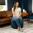 thumbnail image 6 of Jaxx Paran Pouf Ottoman, Small, Faux Fur, Modern Accent, Midnight Blue, 6 of 6