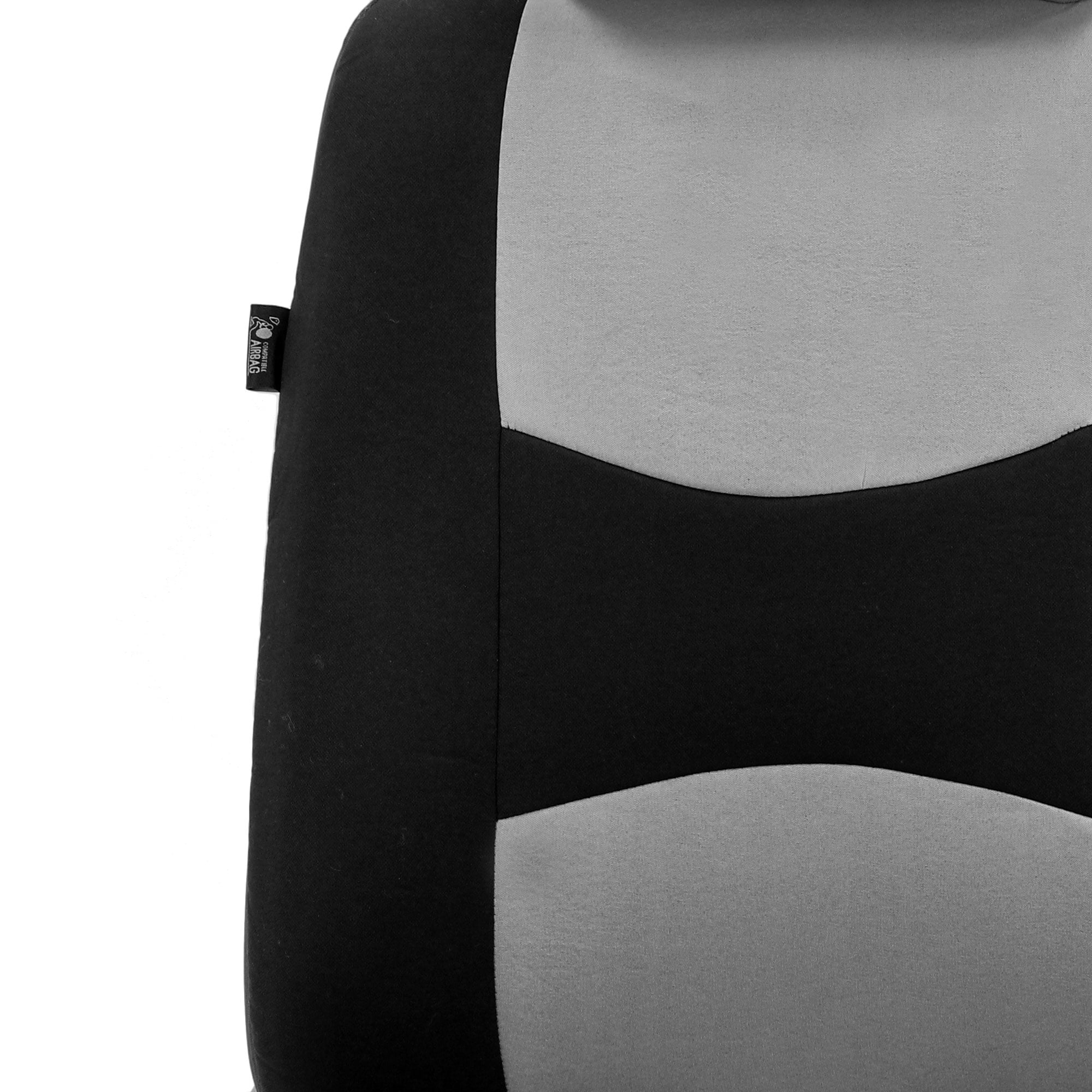 FH Group Flat Cloth Car Seat Cover, Universal Gray Front Set Seat Covers with Air Freshener
