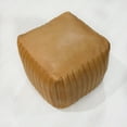 thumbnail image 5 of Square Shaped Goat Leather Handmade Eco-Friendly Beige Pouf - Square Shape Pouf, 14" x 14"x 14", Plain Solid Pouf, Goat Leather Pouf, Recycled Cotton Fill Stuffed Pouf, Leather Seating Pouf, 5 of 5