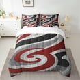 thumbnail image 2 of Manfei Black Red Gray Bedding Comforter Set 7 Pieces, Abstract Stripe Line Queen Bedding Sets, Contemporary Minimalist Queen Sheet Sets, Microfiber Bedroom Decor, 2 of 8