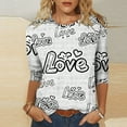 thumbnail image 4 of Hauts pour Femmes T-Shirt à Manches 3/4 à Imprimé Cœur de la Saint-Valentin à Col Rond Noir TG, 4 of 6