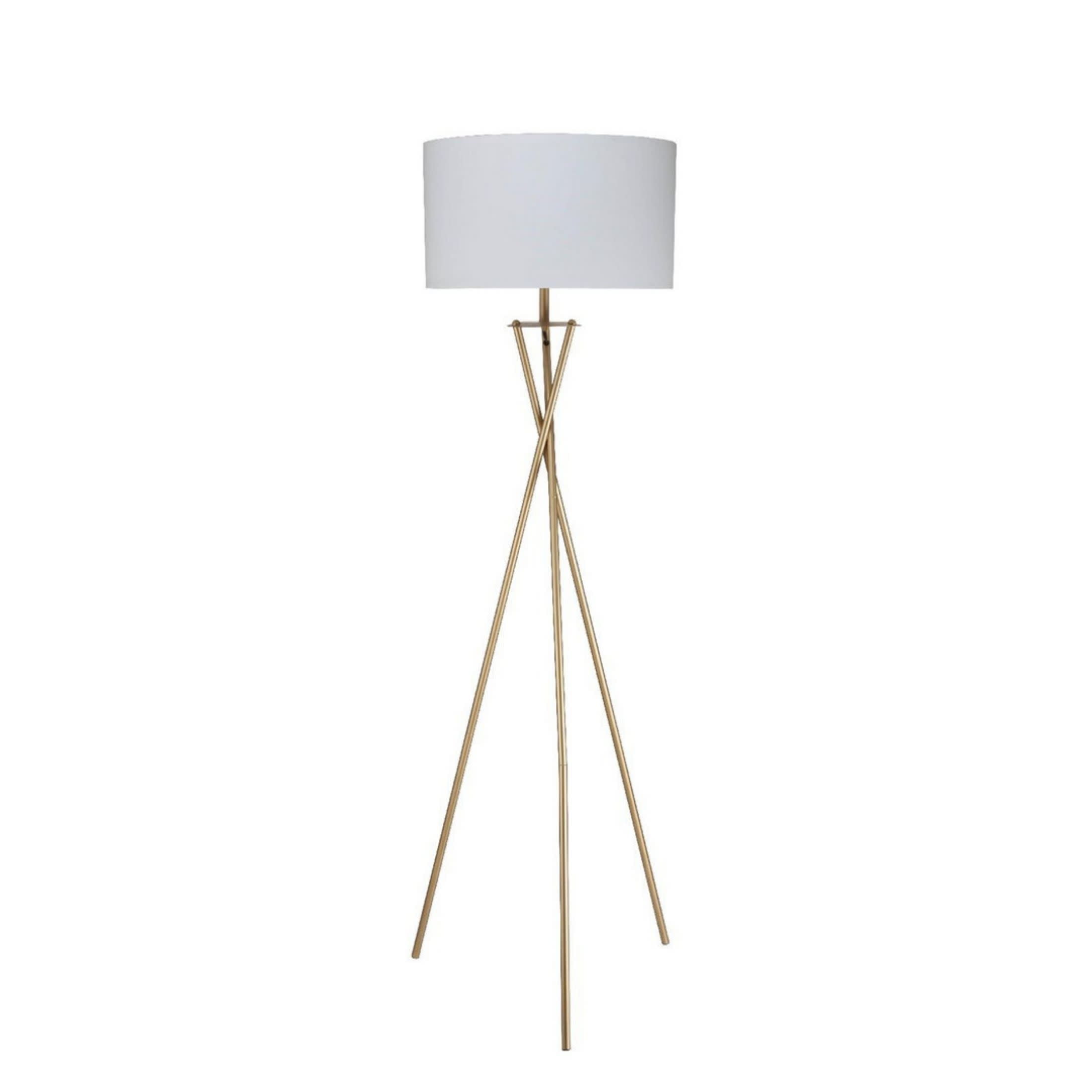 Noble House 64.5" Ester Mid-Century Metal Floor Lamp, Hourglass Design, for Bedroom, Living Room, Entryway, Matte Gold