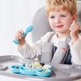 thumbnail image 5 of Platos de silicona para bebés, niños pequeños y niños, con fuerte succión, sin BPA, aptos para lavavajillas y microondas, aprobados por la FDA (azul) Zhivalor LF-0762, 5 of 5