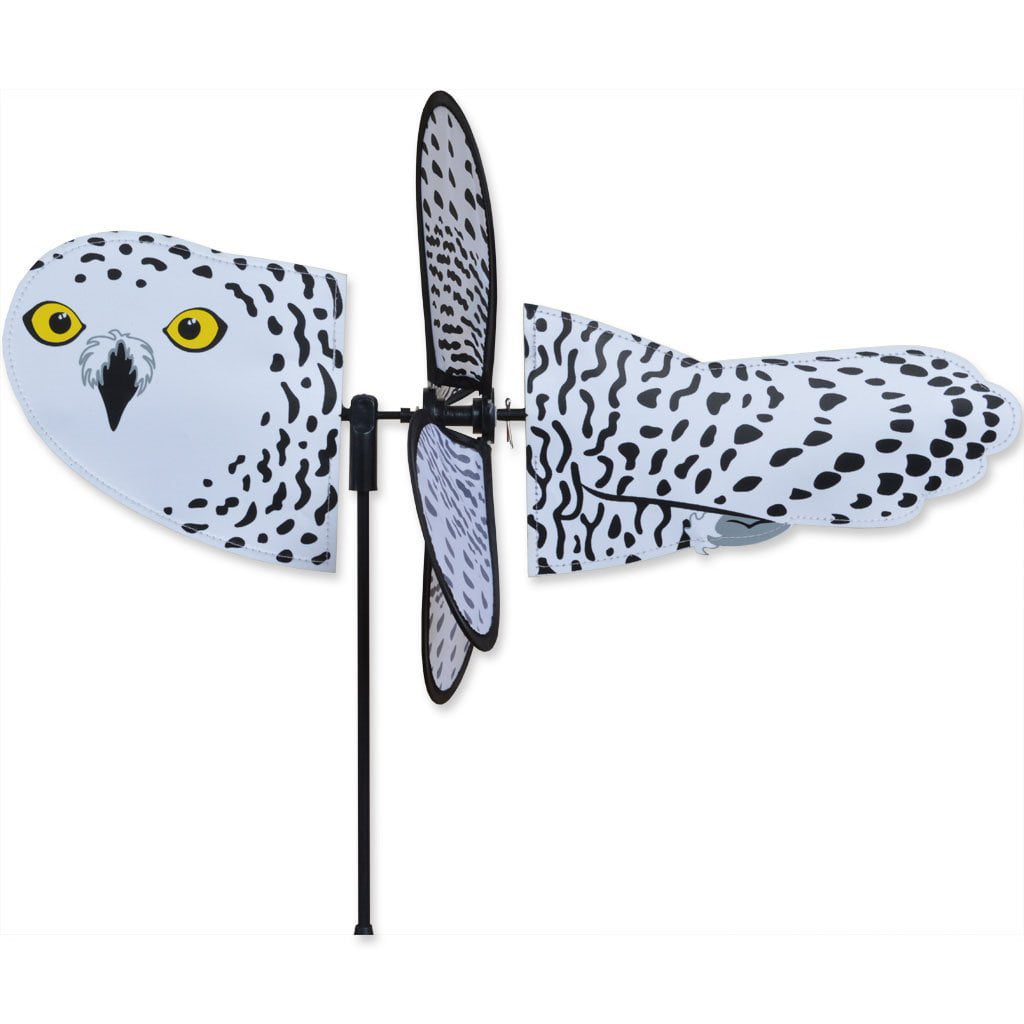 Snowy White Owl Whirl Wing 22" Bird Whirligig Staked Spinner ..24.....PR 21901