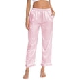 thumbnail image 3 of BOOMILK Pajama Pants for Women Sleepwear Solid Comfortable Satin Pants With Pockets, 3 of 9