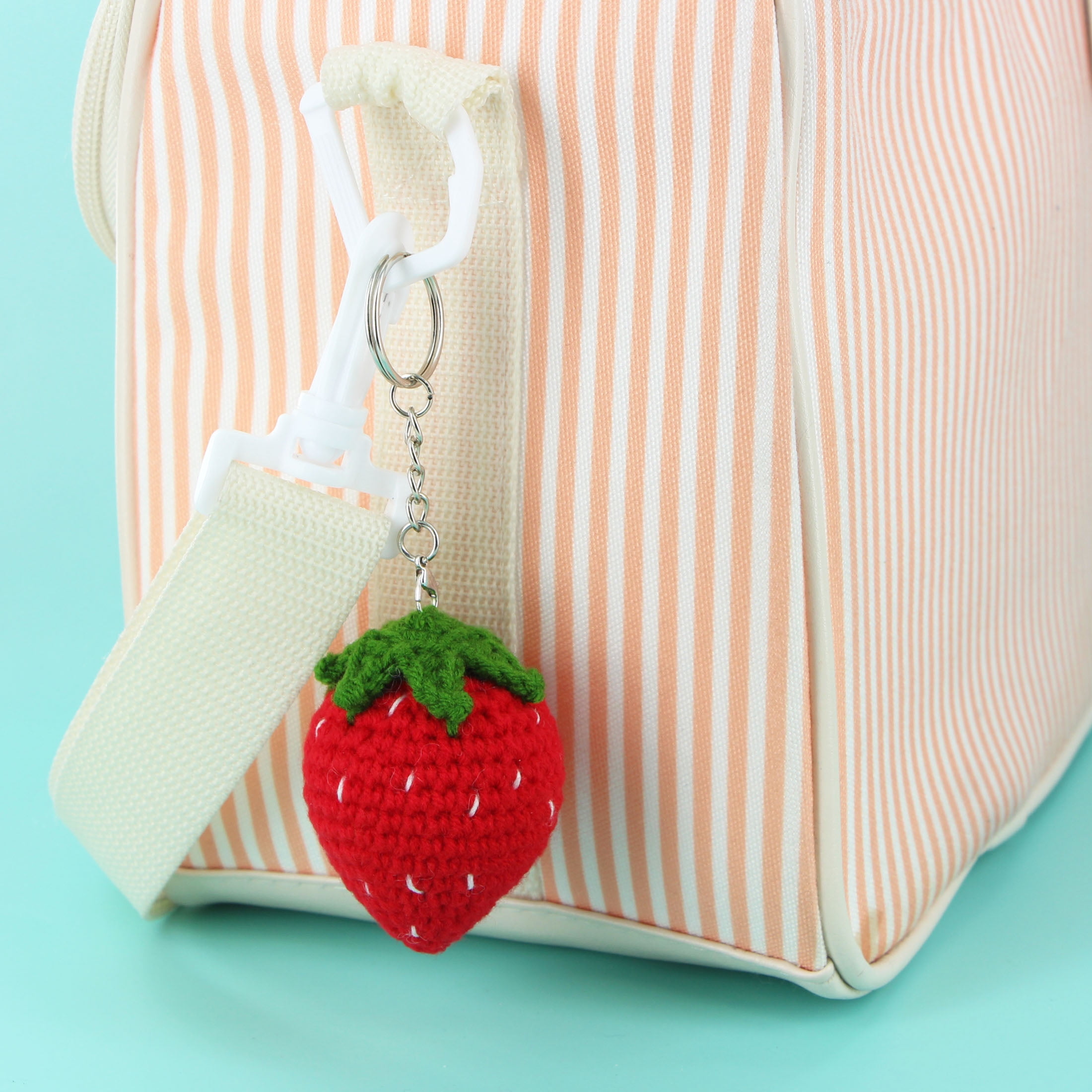UNIQUE CREATIV CRAFT Crochet Key Ring Kit – Strawberry, 1 pc, Age 8+, Intermediate, 5×6 cm