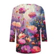 thumbnail image 5 of Nrmvnmi Womens Tops Casual 3/4 Sleeve Shirts Cute Cartoon Print Crew Neck Loose Casual Blouses Floral Print Tshirts Mothers Day Gifts, 5 of 5