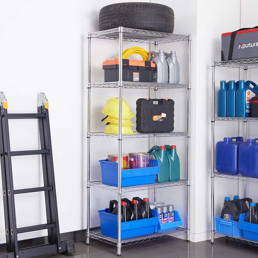 5 tier commercial chrome shelving unit 18x30x72in