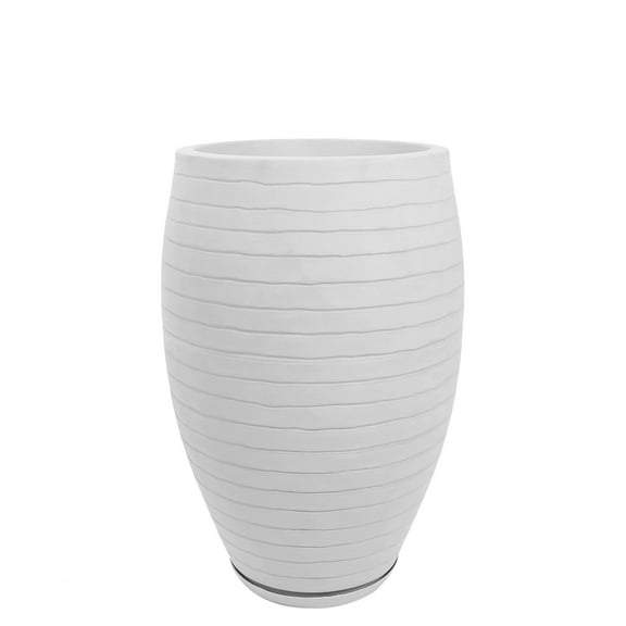 Ecobo 23.6 inches Eco-Friendly Round Pot Planter Ravina Indoor/Outdoor use, Durable, Versatile & Lightweight, Designed by Brazilian Artisans, Contemporary All-Weather Design –White