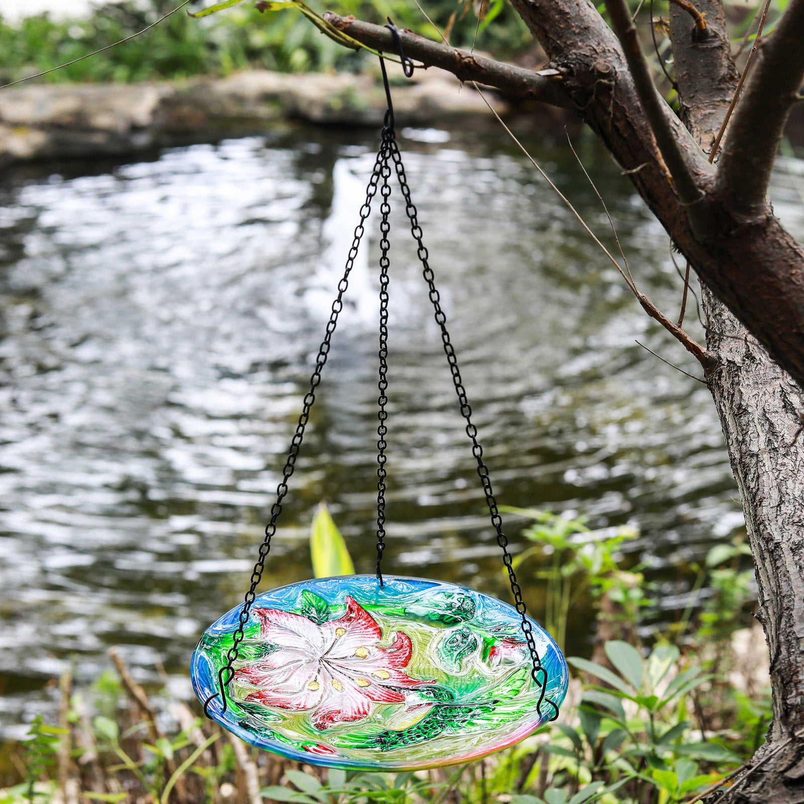 Winsome House Hummingbird with Flower Hanging Birdbath by Overstock