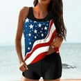 thumbnail image 2 of American Patriotic Swimsuit Tops Adjustable Straps Crew Neck Blouse Sleeveless Summer Swimwear 4th July Swim Top USA Flags Tankini Slim Fit Blouses, 2 of 5