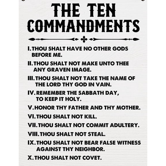 Inspirational Signs Gift 10 Commandments Wall Art Christian Bible Verse Wall Art Religious Home Wall Decor Scripture  for Living Room Bedroom Office poster