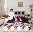 thumbnail image 3 of Manfei Leopard Print Bow Letter B Full Size Comforter Sets for Girls, Black Pink Initial Bedding Sets, Black Reversible, 3-Piece, 3 of 6