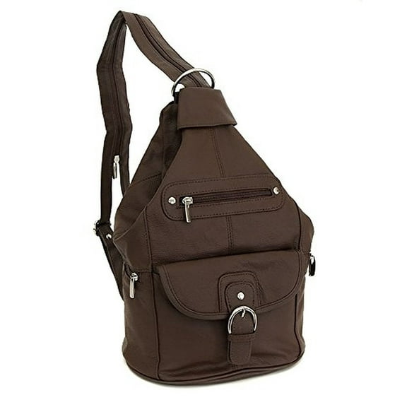 Women's Cowhide Leather Backpack Convertible Sling One Shoulder Large Bag Secure Entry 7 Pocket