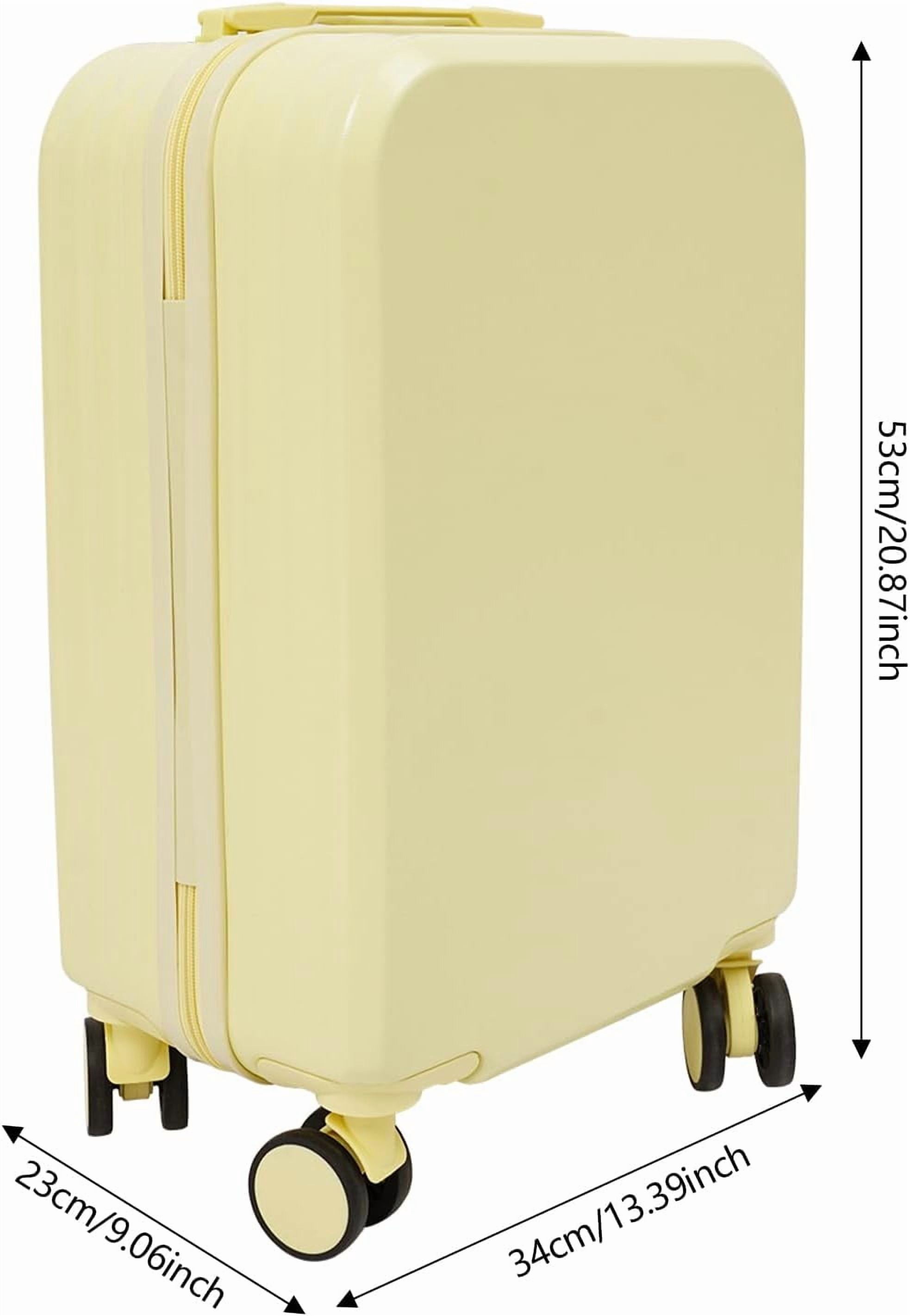 20 Inch Luggage Carry on Suitcase, with Wheels with Cup Holder for Travel Woman Men, Light Yello