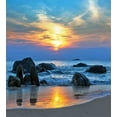 thumbnail image 3 of Ambesonne Sunset Duvet Cover Set, Sandy Peaceful Beach, 2-Calking, Blue Yellow, 3 of 7