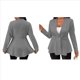 thumbnail image 2 of Chaqueta Texturizada con Botones, Cuello en V y Dobladillo con Volantes para Mujer, Talla Grande Gris XL, 2 of 5