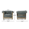 thumbnail image 4 of GDF Studio Alejandro Chesterfield Fabric Tufted Club Chairs with Nailhead Trim, Set of 2, Charcoal and Dark Brown, 4 of 9