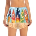 thumbnail image 2 of Fuzoiu Hello Summer3 Print Women's Athletic Shorts, Double-Layer Running Shorts with Pocket,Women's Workout Shorts for Yoga, Gym, and Workouts-X-Large, 2 of 7