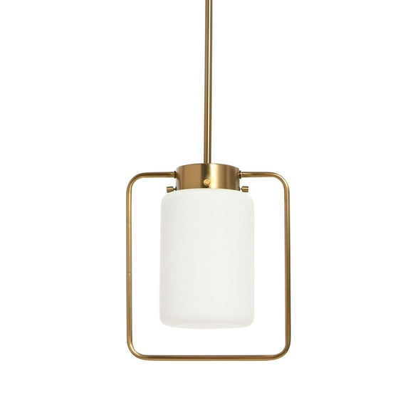 Creative Co-Op Robert Stevenson Lighting Ezra - Metal and Frosted Glass Convertible Flush Mount/Pendant Ceiling Light, Brushed Brass