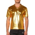 thumbnail image 1 of Camiseta de fiesta disco de manga corta brillante y metálica para hombres INSPIRE CHIC S dorado brillante, 1 of 6