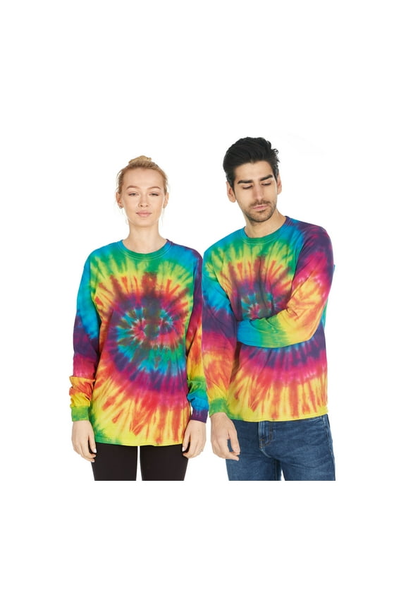 Tie Dye Style Long Sleeve T-Shirt Men Women - Fun, Multi Color Tops