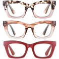 thumbnail image 2 of GFDYREE 3 pack Oprah style Spring hinge Readers Blue Light Blocking Computer Square Reading Glasses for Women Men, 2 of 6