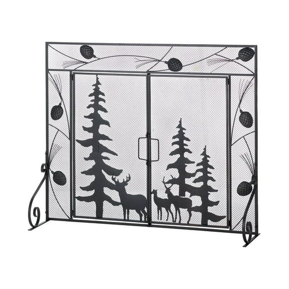 CintBllTer 57071351 Pine Forest Fireplace Screen, No Size, Black
