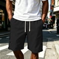 thumbnail image 2 of Men's Casual Shorts Solid Color Drawstring Casual Loose Fit Outdoor Work Elastic Waist Hiking Work Shorts With Pockets, 2 of 4