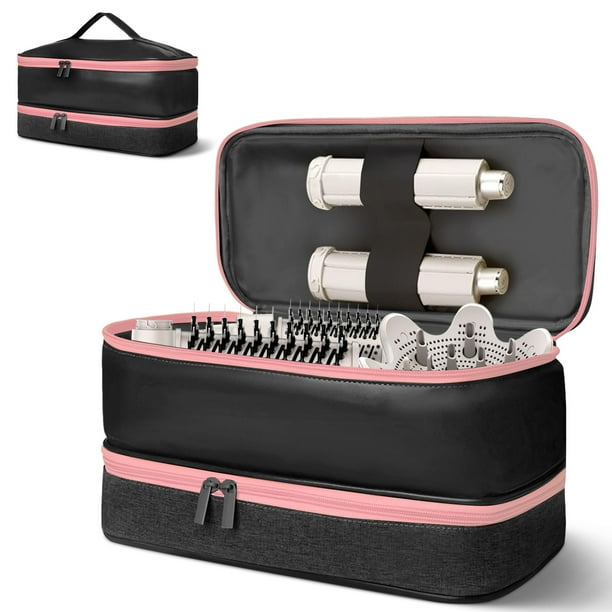 Estuche de viaje para secador de pelo Shark Flex Style de doble capa, accesorios, estuche de almacenamiento de herramientas, bolsa organizadora de cuero PU impermeable para Shark Flexstyle/Dyson Airwr