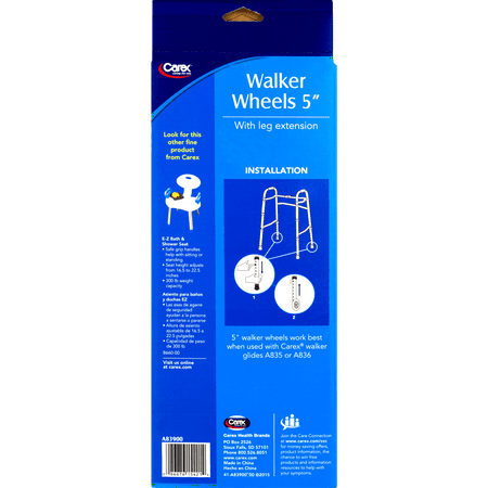 Carex 5-inch Replacement Walker Wheels for Seniors, for Walking, Universal, 300 lb Weight Capacity