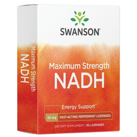 Swanson Dietary Supplement Fast-Acting Maximum Strength Nadh 20 mg Lozenge - Peppermint 30ct