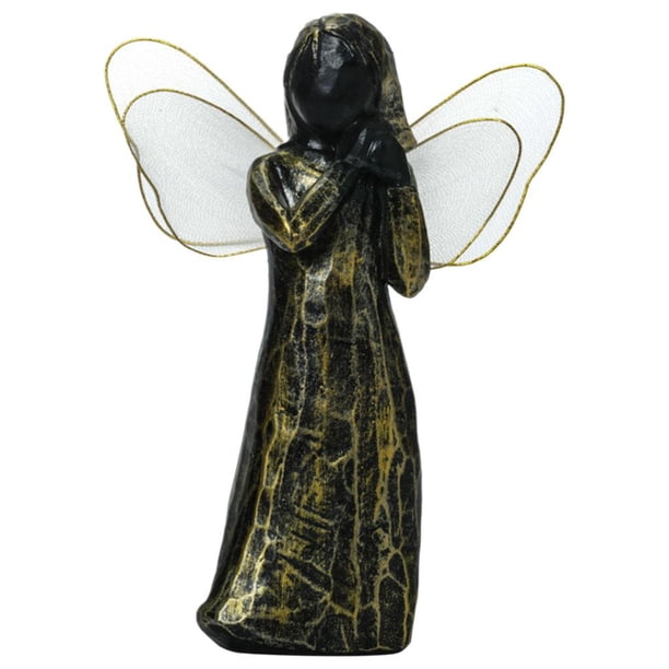 Estatua de ángel de resina pintada interior al dormitorio adornos , Ángel chica 1 negro