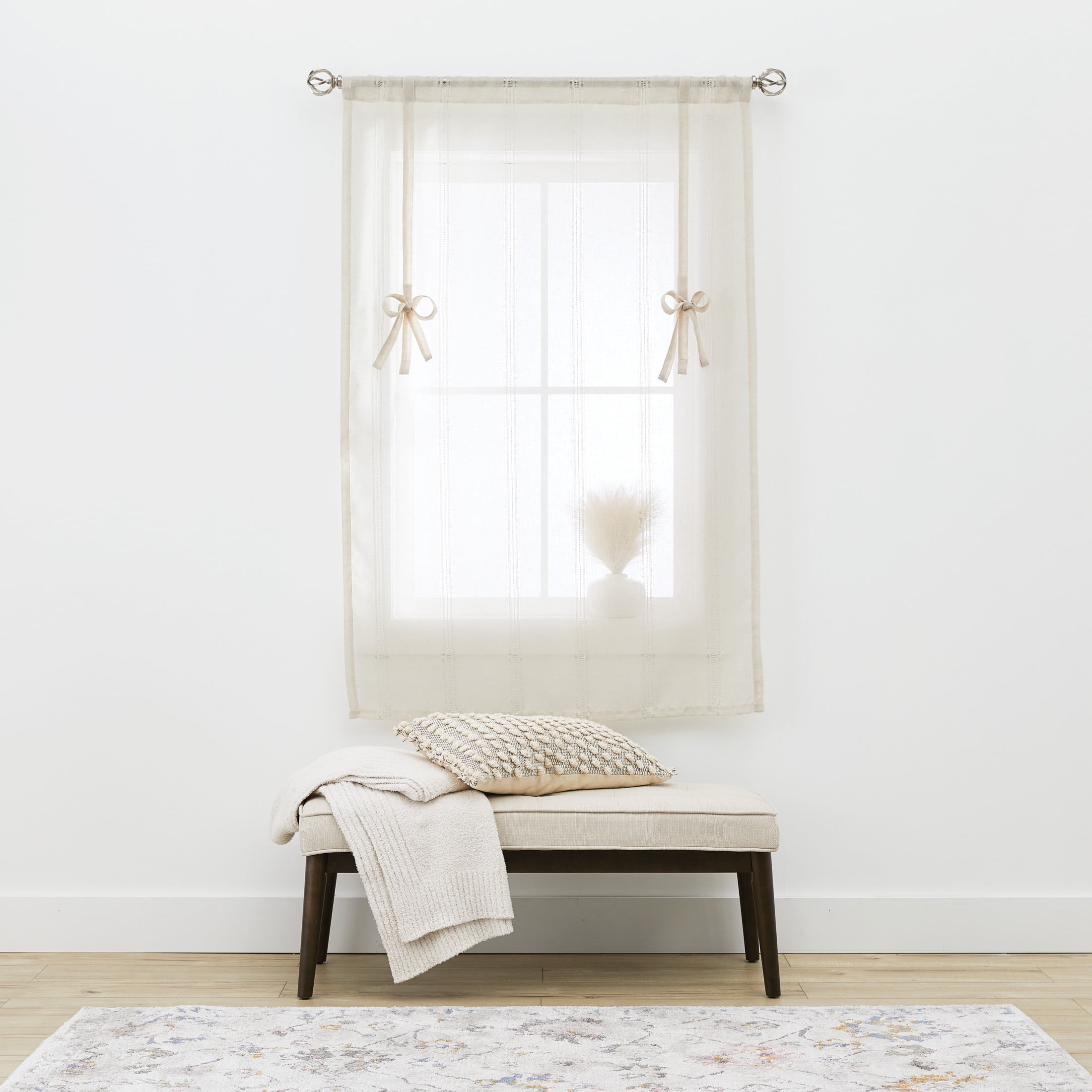 (2 pack) Better Homes & Gardens Specialty Stich Single Curtain Balloon Shade, Papyrus Beige, 42" W x 63" L