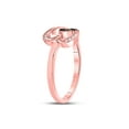 thumbnail image 3 of 10kt Rose Gold Womens Round Brown Diamond Double Heart Ring 1/20 Cttw, 3 of 4