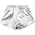 thumbnail image 4 of Zaldita Kids Girls Metallic Dance Shorts Gymnastics Shorts Sparkle Tumbling Bottoms Drawstring Athletic Shorts Dancewear Silver 150, 4 of 5