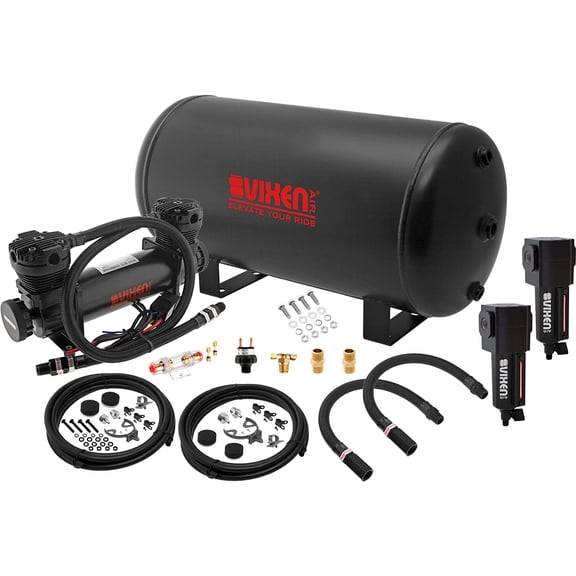 Vixen Air Suspension Kit for Truck/Car Bag/Air Ride/Spring. On Board System- 300psi Dual Cylinder Compressor, 6 Gallon Tank. For Boat Lift,Towing,Lowering,Load Leveling,Onboard Train Horn VXO8863DBF