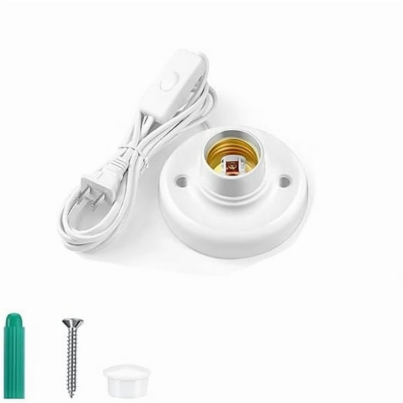 Lsupdaol 1 Pcs Light Socket with Cord Light Bulb Base E26/ E27 Lamp Base Desktop 9.84 ft Screw Socket with On/Off Switch