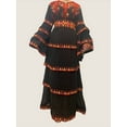 thumbnail image 1 of The Modern Red Tatreez Embroidered Layered Ruffles Palestinian Thobe, 1 of 1