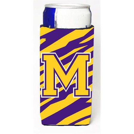 

Carolines Treasures CJ1022-MMUK Tiger Stripe - Purple Gold Monogram Letter M Michelob Ultra s For Slim Cans