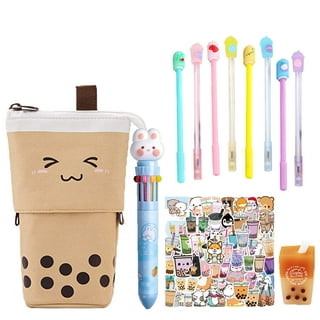 CoCopeaunt Kawaii Pencil Case Aesthetic Cute Pencil Case with Kawaii  Stickers Large Capacity Pencil Case Organizer with 2 Compartments Kawaii  Bunny Japanese Stationery Back to School Suppiles (Purple) 