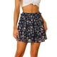 thumbnail image 1 of Minifalda Floral Tipo Patinadora Con Cintura Elástica Y Dobladillo Con Volantes En Capas Para Mujer Azul Oscuro XL, 1 of 6