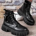 thumbnail image 3 of NECHOLOGY Botas Mujer Adulto Femenino Zapatos Botines de mujer Zapatos de mujer Moda Suela gruesa Medias botas de manga larga Botas de nieve cálidas de felpa para exteriores (Black, 8), 3 of 5