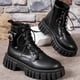 thumbnail image 3 of NECHOLOGY Botas Mujer Adulto Femenino Zapatos Botines de mujer Zapatos de mujer Moda Suela gruesa Medias botas de manga larga Botas de nieve cálidas de felpa para exteriores (Black, 6.5), 3 of 5