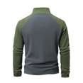thumbnail image 4 of Men's Half-Zip Hoodie - Unisex Hooded Sports Pullover, Army Green, L, 4 of 5