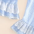 thumbnail image 6 of enyan Toddler Little Girl Clothes Fruit Print Short Sleeve Tops Plaid Flared Pants Set Back To School Summer Outfit(Blue,2-3 Years), 6 of 6